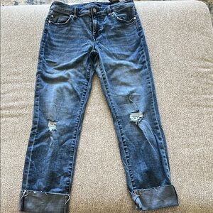 Liverpool Jeans Company Women's Distressed Blue Cropped Jeans